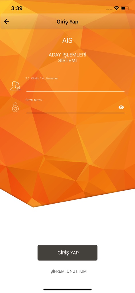 ÖSYM Aday İşlemleri Sistemi - Nutzer können sich hier mit ihrer T.C. Identifikationsnummer und dem ÖSYM-Passwort anmelden, wobei eine Funktion zur Wiederherstellung vergessener Passwörter bereitsteht.