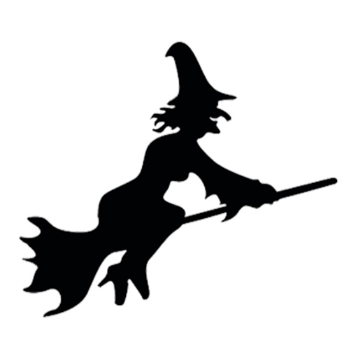 Witch on a broomstick stickers icon