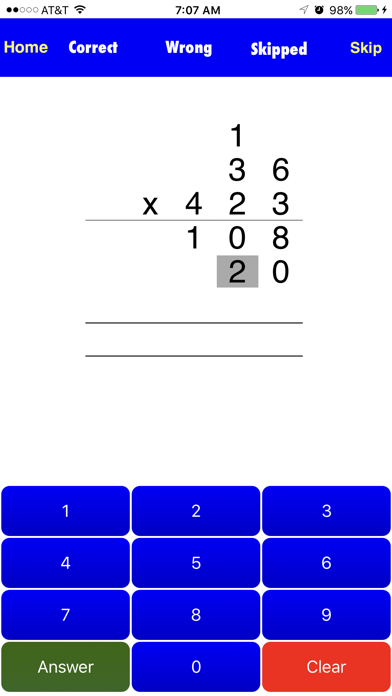 Long Multiplication Drills Screenshot