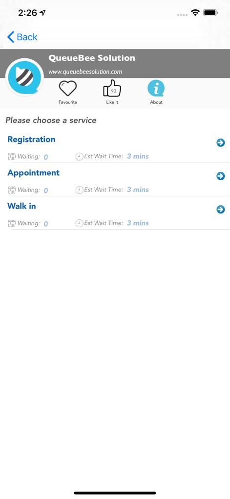 QueueBee - queuebee-service-selection-screen