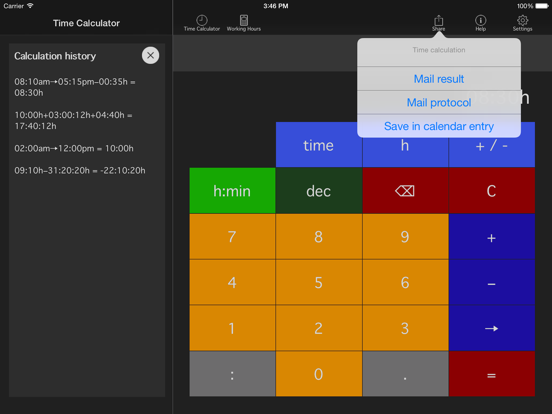 Time.Calc iPad screenshot 5 - Productivity app