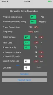 generator sizing calculation iphone screenshot 2