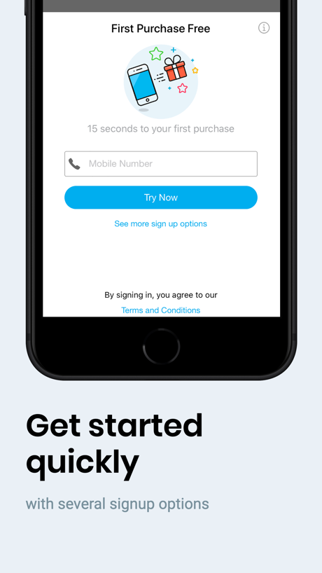 PayRange App Store screenshot 2, headline “Get started quickly”. Asks for an action.