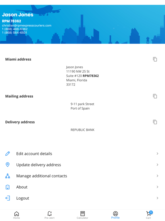 RPM Express Couriers iPad screenshot 4 - Utilities app