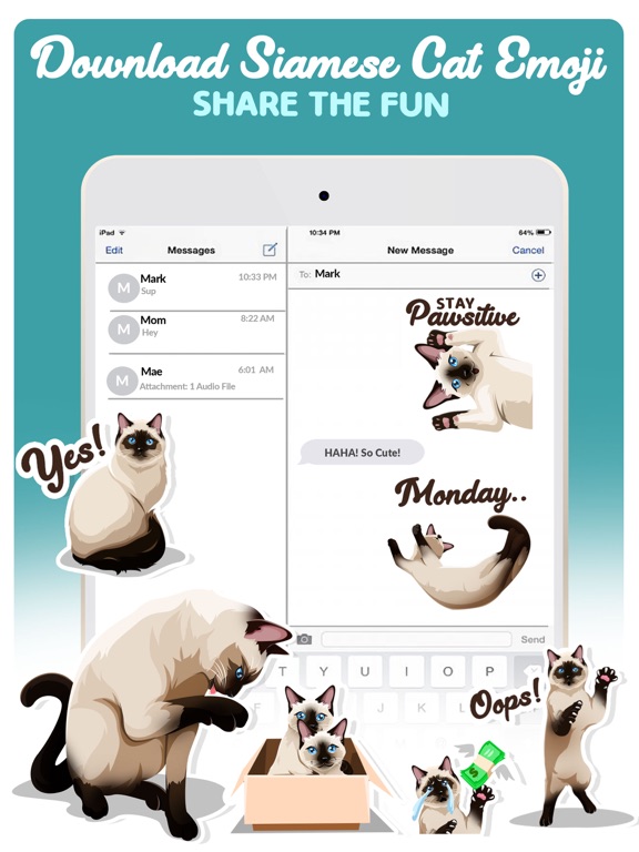 Screenshot #5 for Siamese Cats Emoji Sticker