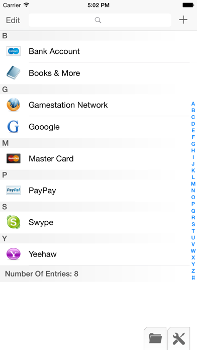 Passwords & Pins Screenshot