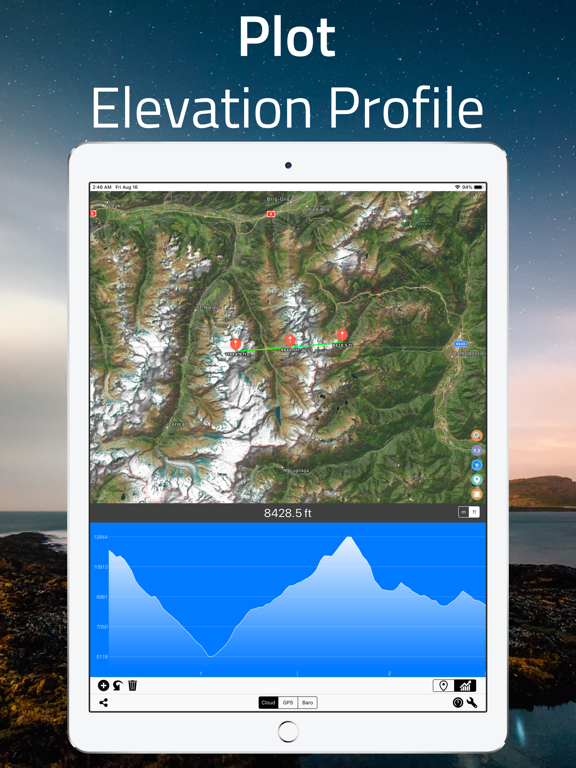 Elevation - Altimeter Map iPad screenshot 6 - Navigation app