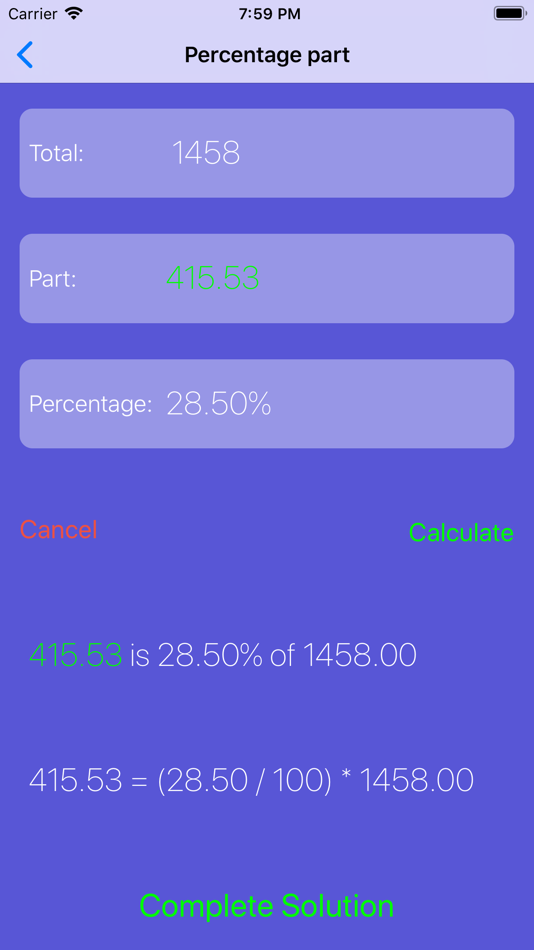 #7. Percentage Solver (iOS) By: Francesco Grassi