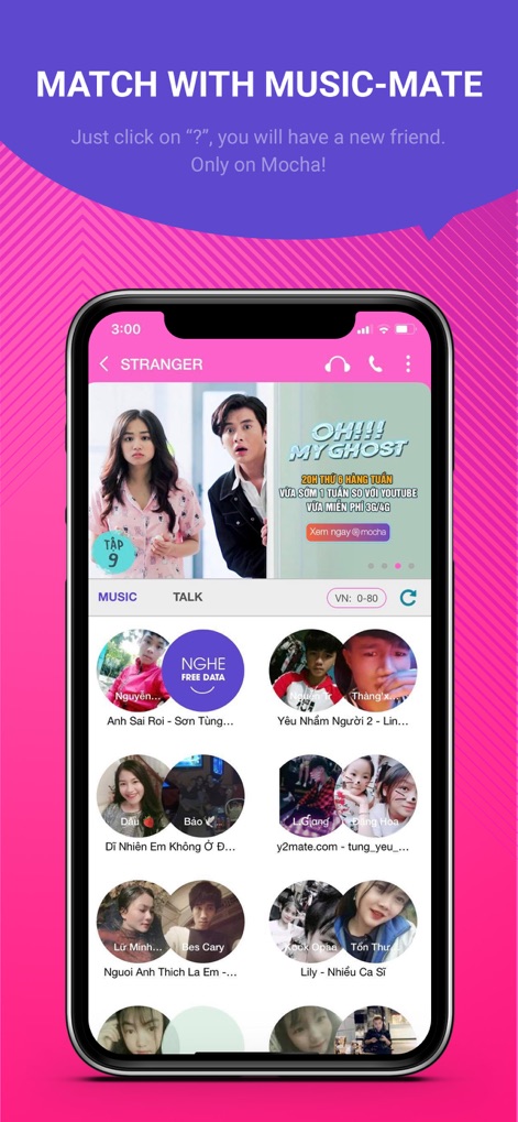 Mocha: Unlimited data - Cet outil permet de trouver de nouveaux amis grâce à la fonction de 'match' musicale, tout en proposant un lecteur de musique intégré avec des suggestions et la lecture en "free data".