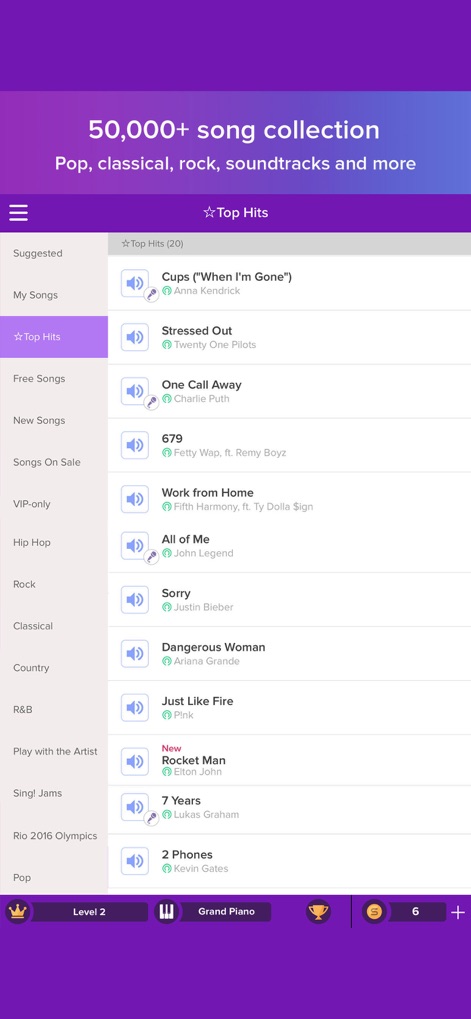 Magic Piano: game by Smule - Expansive Song Library