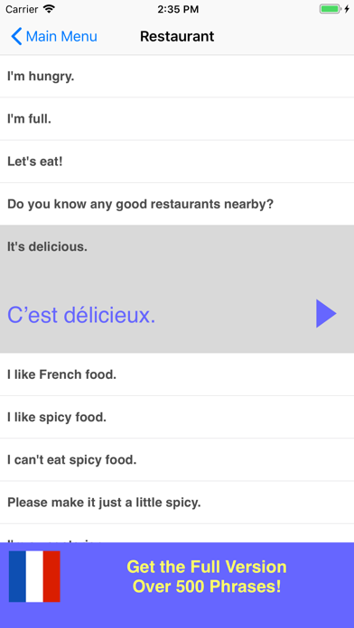 Speak French Phrasebook Lite iPhone screenshot 4 - Travel app