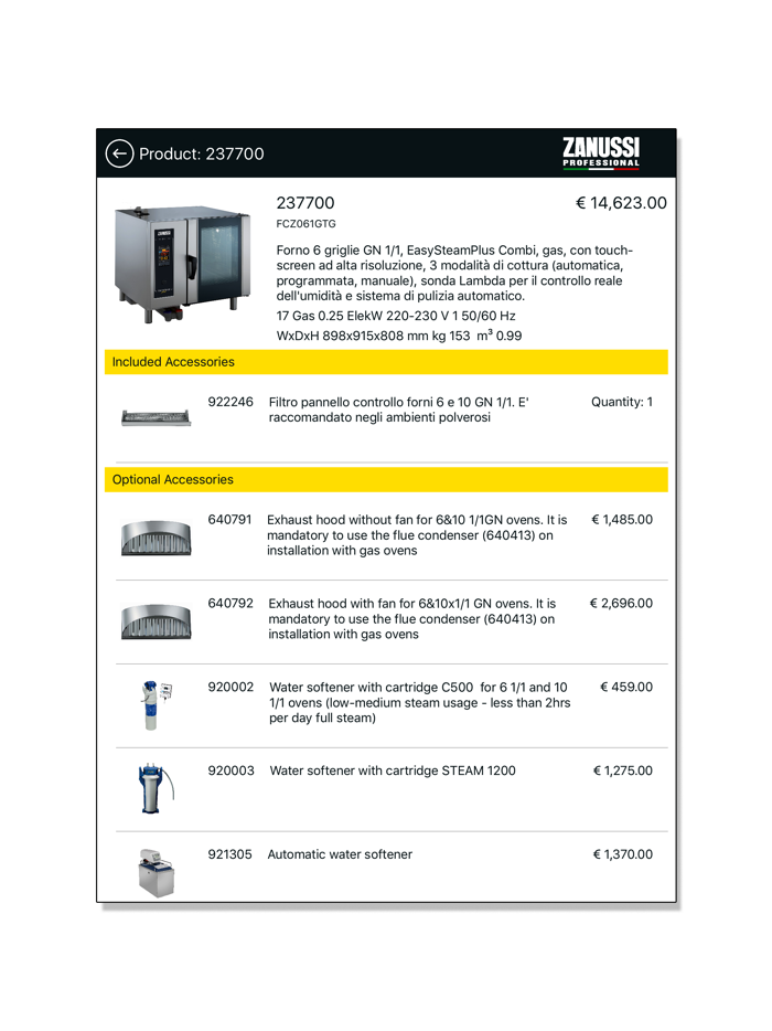 Zanussi Professional Pricelist