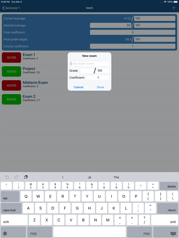 Average & Passing Grade iPad screenshot 4 - Education app