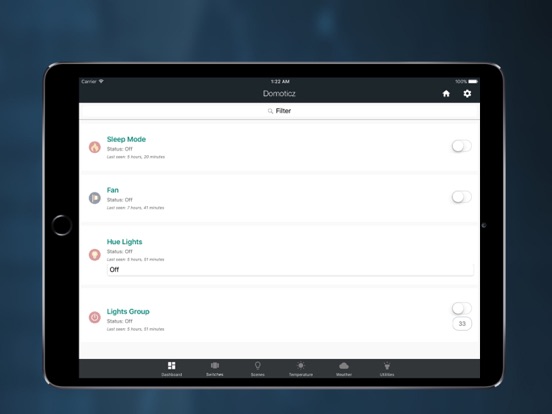 Domoticz - Home Automation iPad app afbeelding 1