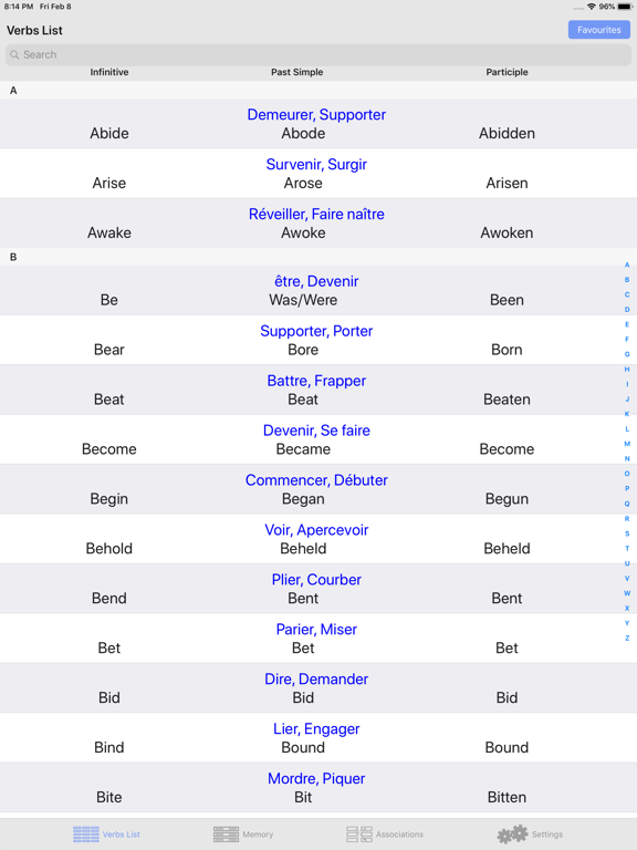 iVerbs Verbes Irréguliers  ENG iPad screenshot 1 - Education app