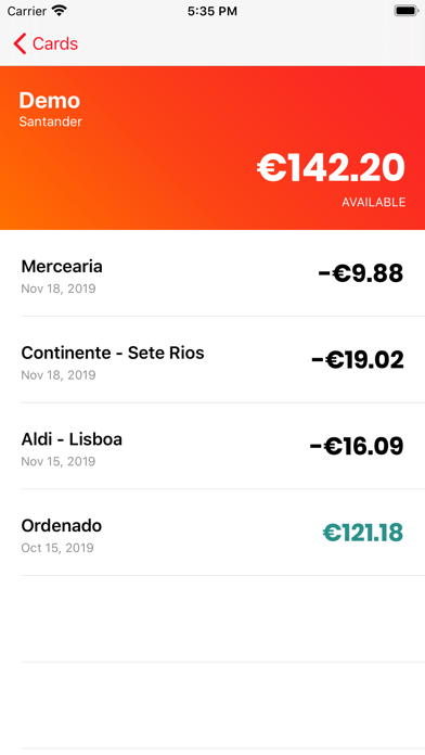 Mealcard Screenshot