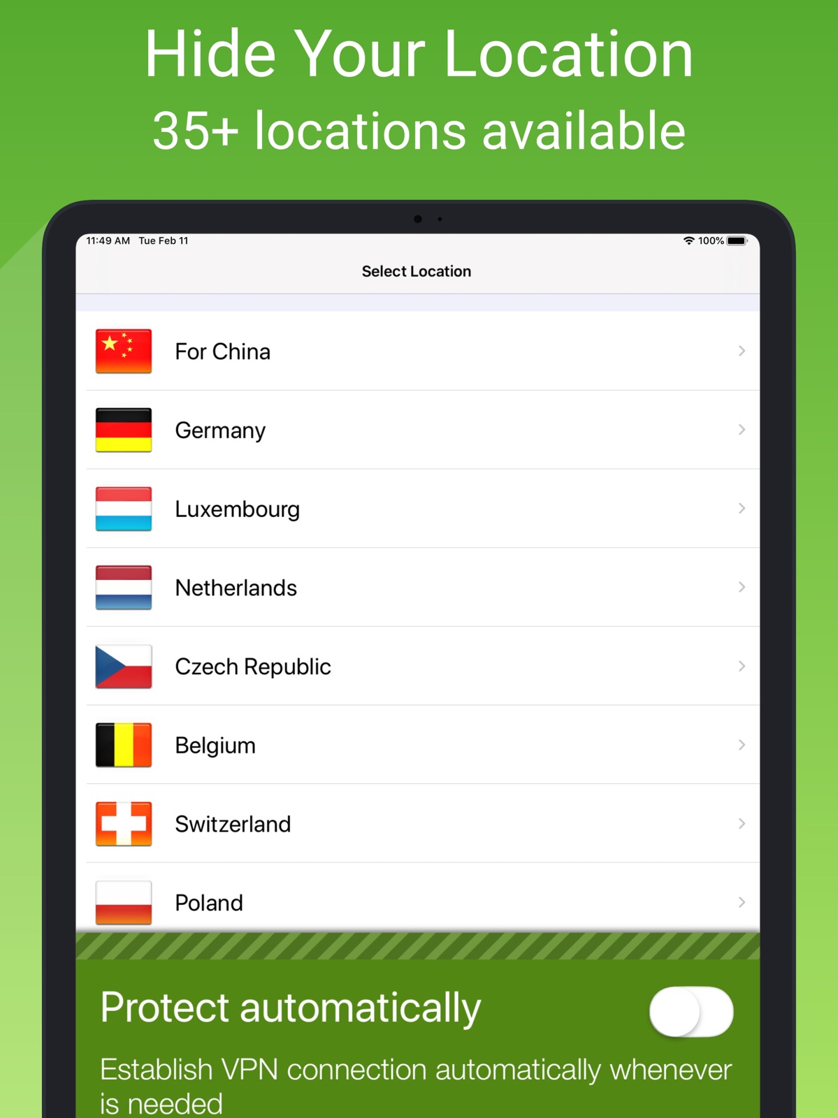 VPN Proxy by Seed4.Me VPN ipad screenshot 1
