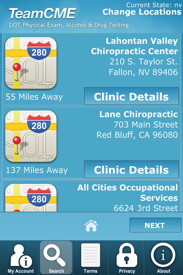 DOT Physical Exam Locations screenshot 2