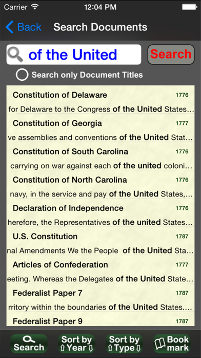 US Historical Documents Screenshot