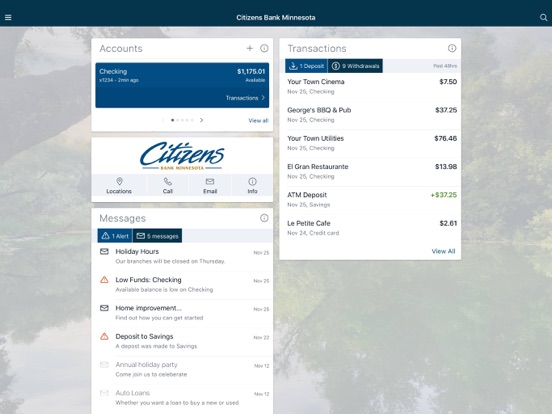Citizens Bank MN iPad screenshot 1 - Finance app