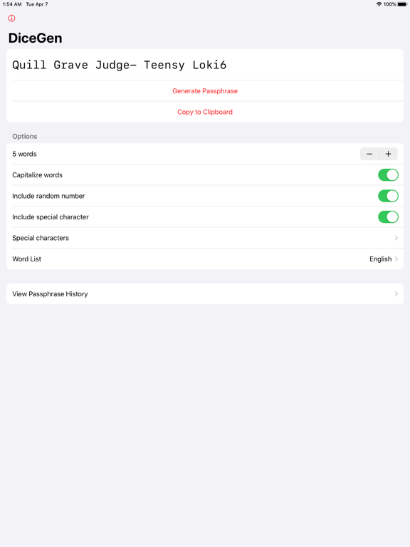 DiceGen iPad screenshot 4 - Utilities app
