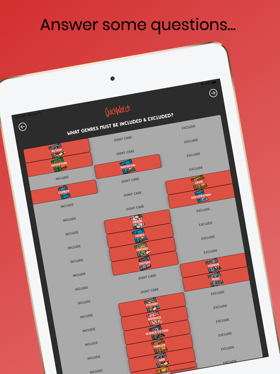 QuickWatch iPad screenshot 2 - Entertainment app