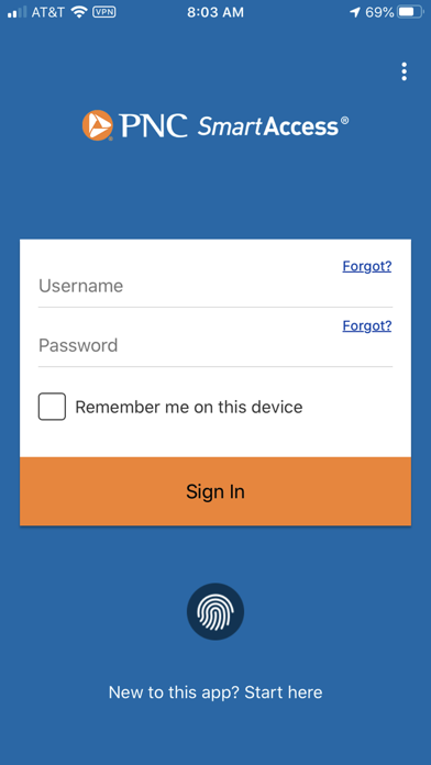 PNC SmartAccess® Card Screenshot