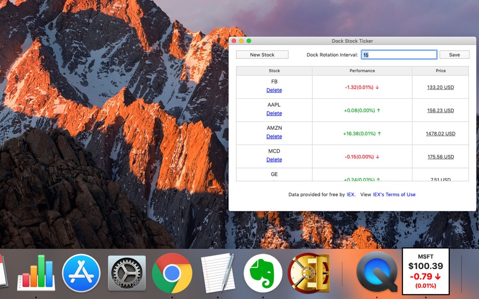 #2. Dock Stock Ticker (macOS) 由: Paclake, LLC