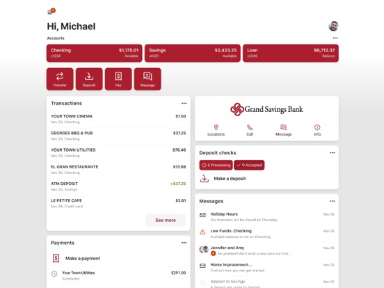 Grand Savings Bank iPad screenshot 1 - Finance app
