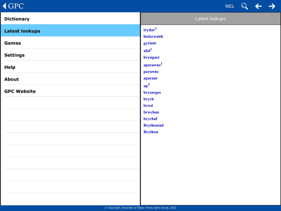 GPC Geiriadur Welsh Dictionary iPad screenshot 9 - Reference app