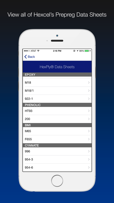 Hexcel Prepreg Resin Selector Screenshot