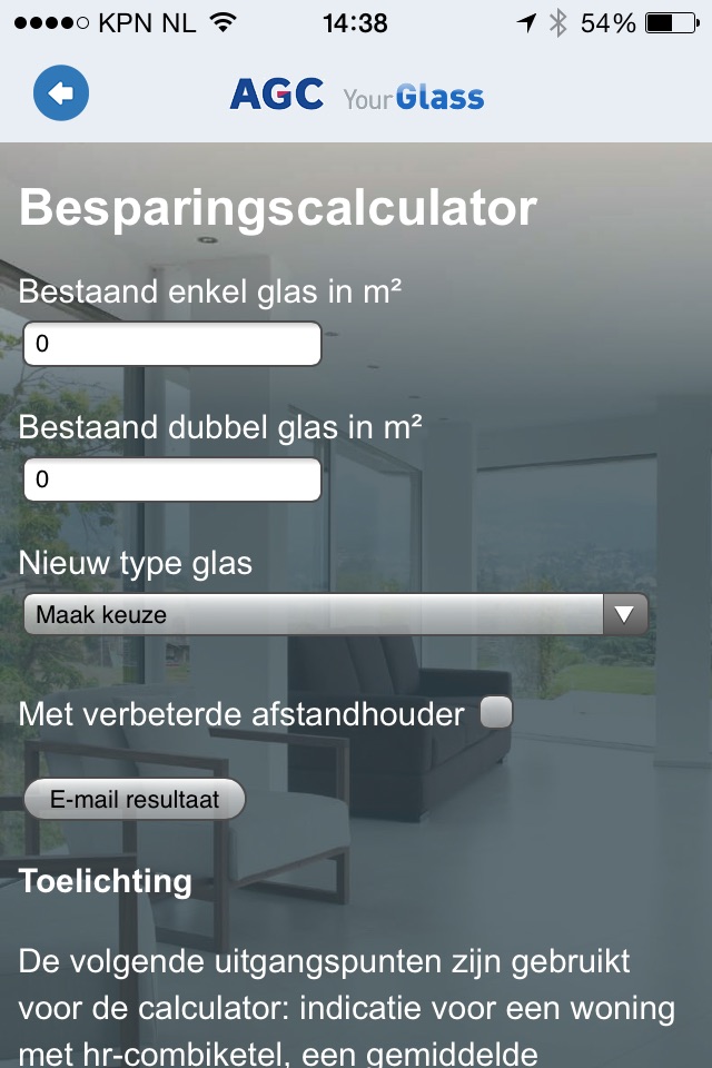 Glascalculator screenshot 2