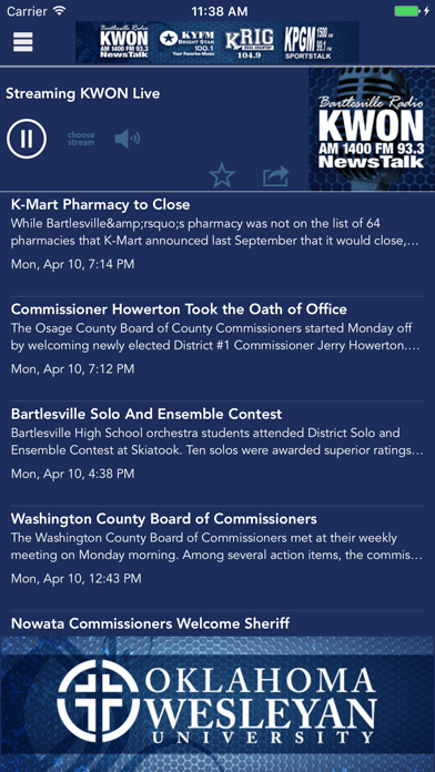 Bartlesville Radio iPhone screenshot 1 - Music app