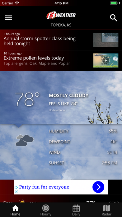 WIBW 13 Weather app Screenshot
