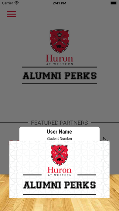 Huron Alumni Perks Screenshot
