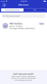 PBS EVENTS screenshot
