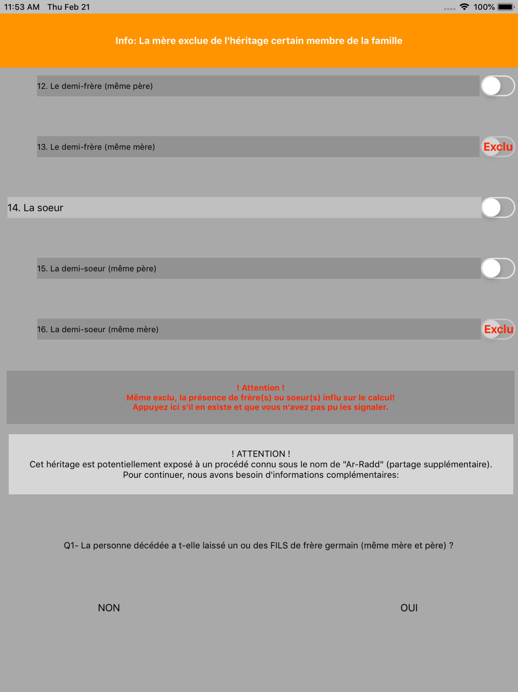 calcul of inheritance