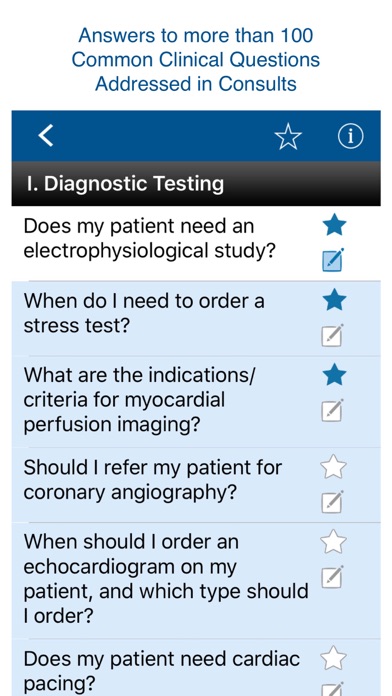 Cardiology Clinical Questions. Screenshot