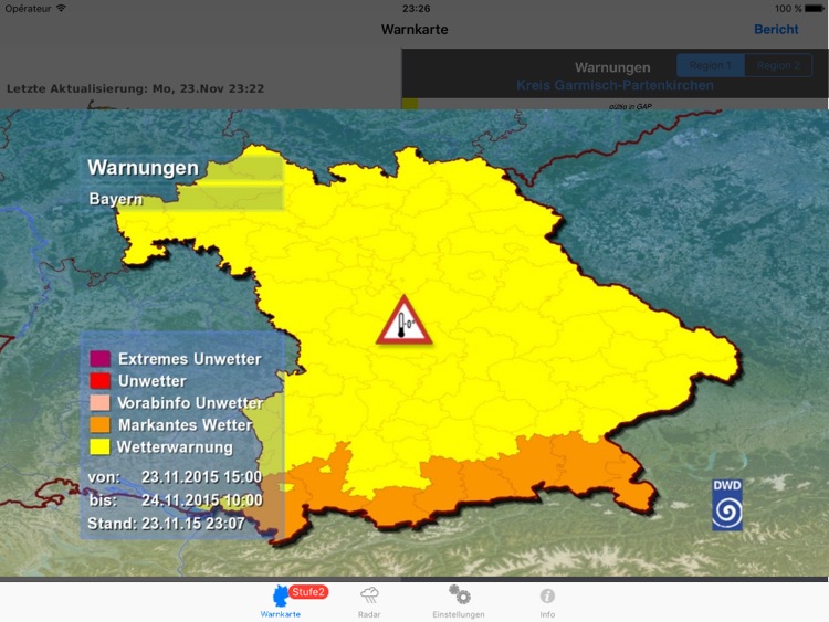 Wetter-Warner für iPad