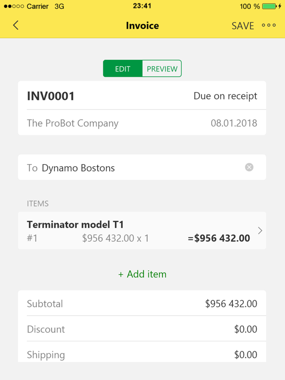 Invoice iPad screenshot 1 - Business app