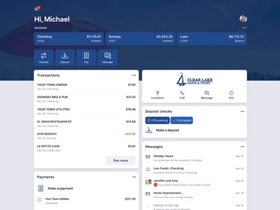 CLB&T Mobile Banking iPad screenshot 1 - Finance app