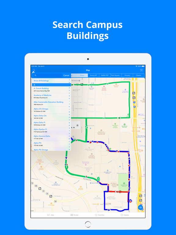 GT Buses iPad screenshot 4 - Navigation app