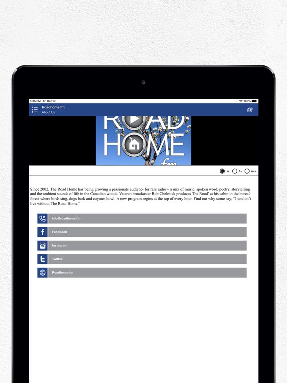 Roadhome fm iPad screenshot 4 - Music app