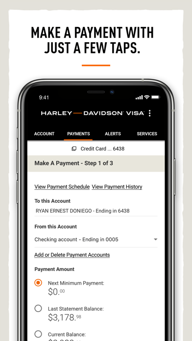 Harley-Davidson® Visa Card Screenshot