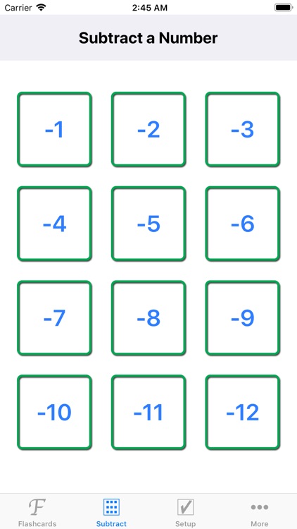 Math Subtraction Flashcards