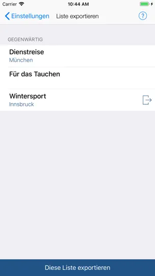 Screenshot von Checklisten Für Reisen auf dem iPhone 10