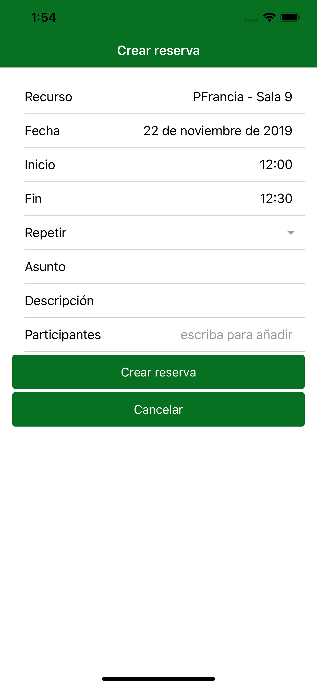 Reserva de Recursos screenshot 4