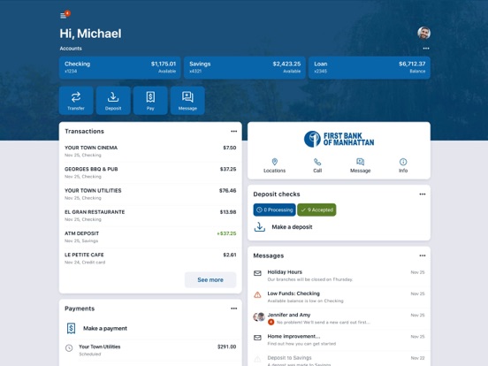 1st Bank of Manhattan iPad screenshot 3 - Finance app