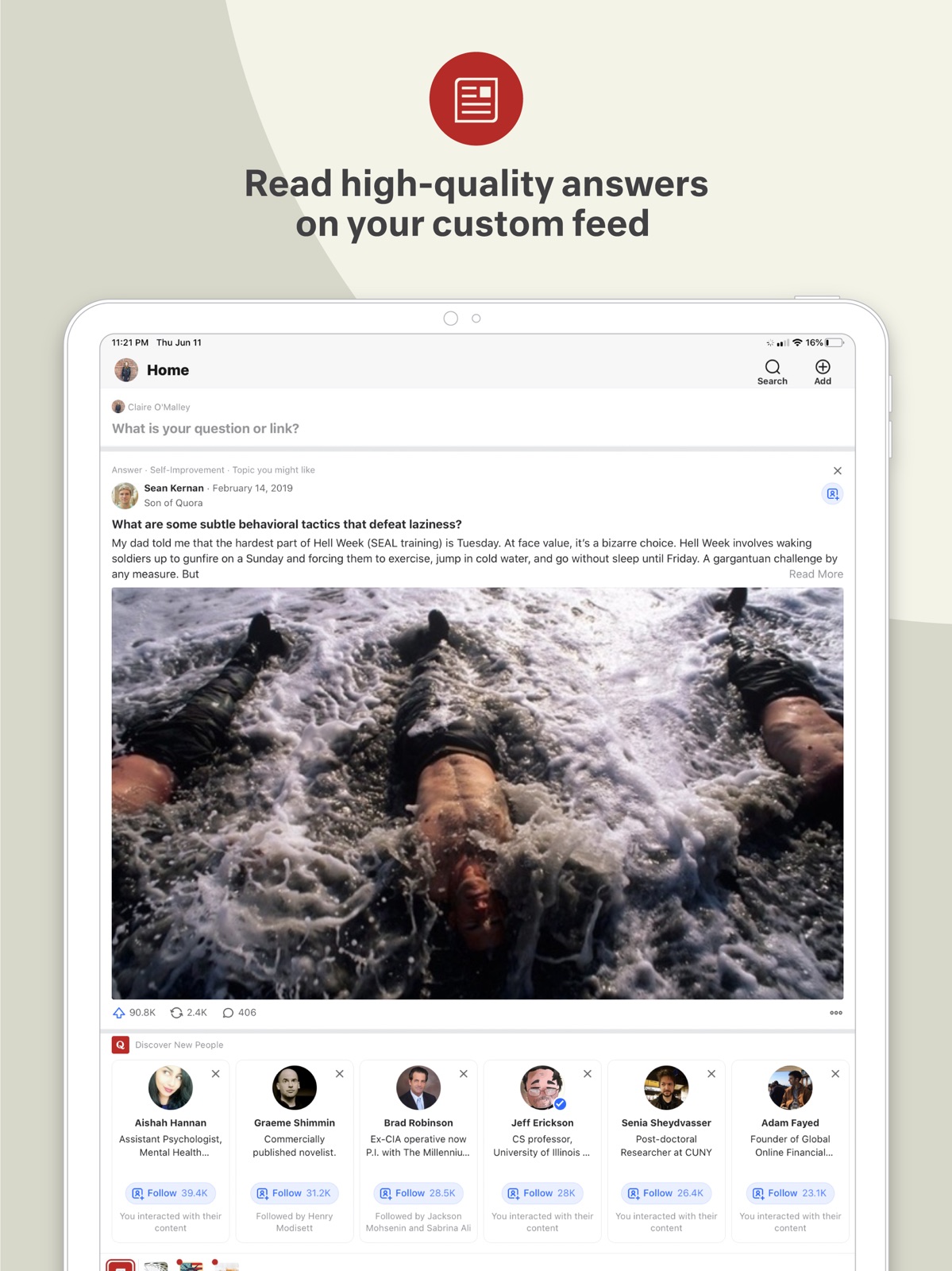 Quora ipad screenshot 1