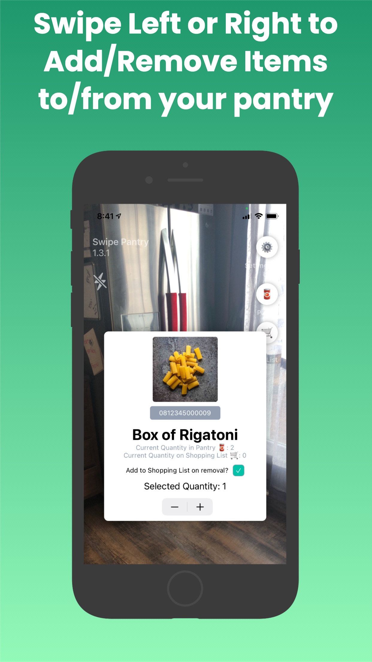 Screenshot do app Swipe Pantry